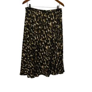 Coldwater Creek Women Maxi Skirt PL Brown Abstract Leopard Flowy Boho Whimsigoth
